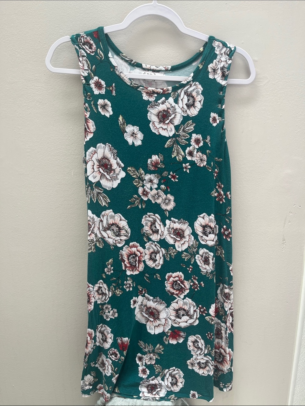 Sleeveless Floral Mini Dress in Teal